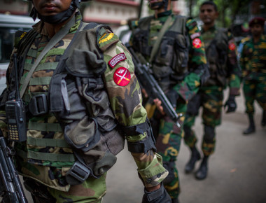 After completing the rescue operation named Thunderbolt, the commandos are coming out. July 2nd, 2016. Dhaka, Bangladesh. (Photo by Turjoy Chowdhury/NurPhoto via Getty Images)