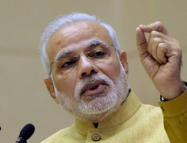 New Delhi: Prime Minister Narendra Modi speaking at the launch of the "Make in India Mission" at Vigyan Bhavan in New Delhi on Thursday. PTI Photo by Manvender Vashist(PTI9_25_2014_000124B)