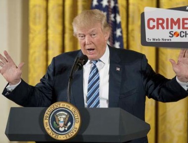 President Donald Trump speaks during a White House senior staff swearing in ceremony in the East Room of the White House, Sunday, Jan. 22, 2017, in Washington. (AP Photo/Andrew Harnik)