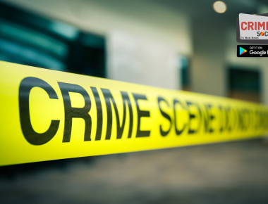 crime scene tape focus on word 'crime' in cenematic dark tone with copy space